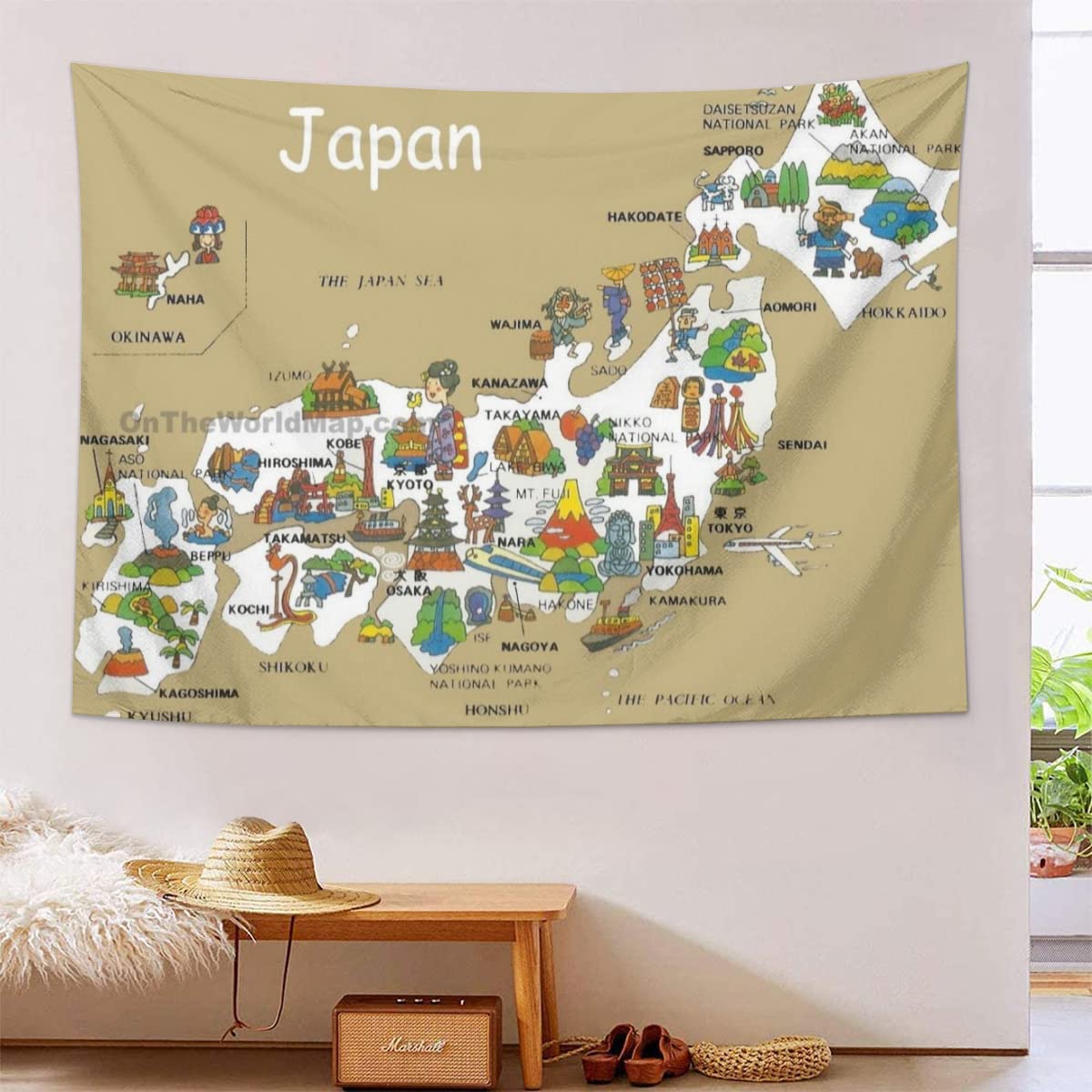 Amazon.co.jp: 日本地図 地図 市内地図 タペストリー 壁掛け